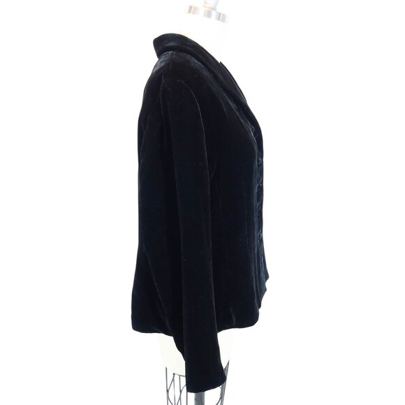 Vintage Velvet Silk Blend Shawl Collar Jacket 14p Black Whimsigoth Victorian - Picture 2 of 8